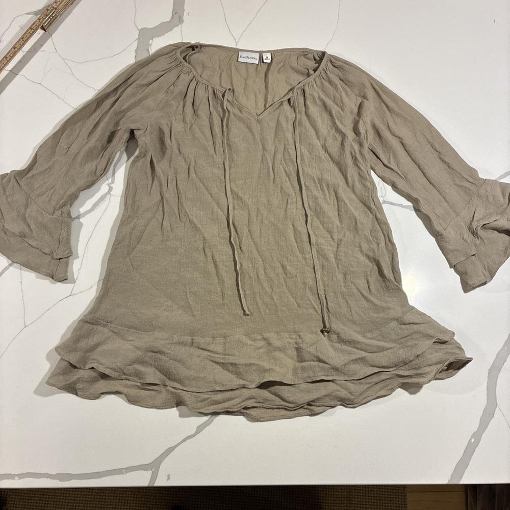 Kim Rogers Tunic Top Womens Size Med Bell Sleeve